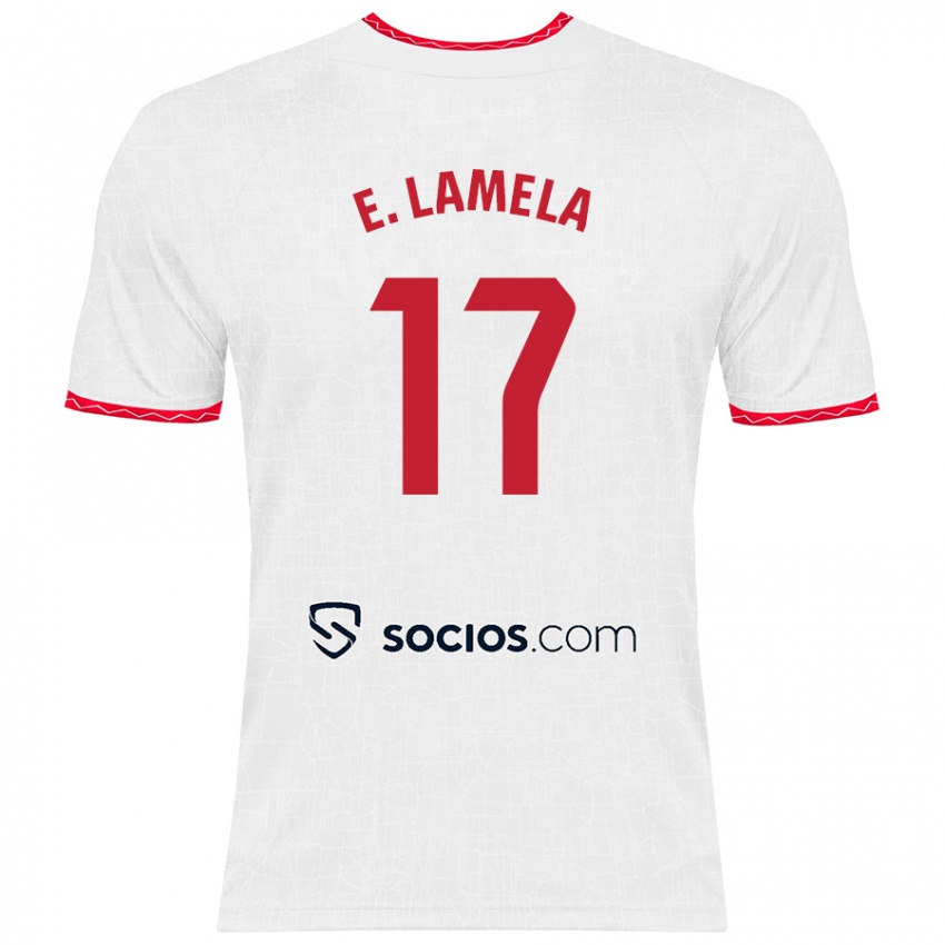 Mulher Camisola Erik Lamela #17 Vermelho Branco Principal 2024/25 Camisa Brasil