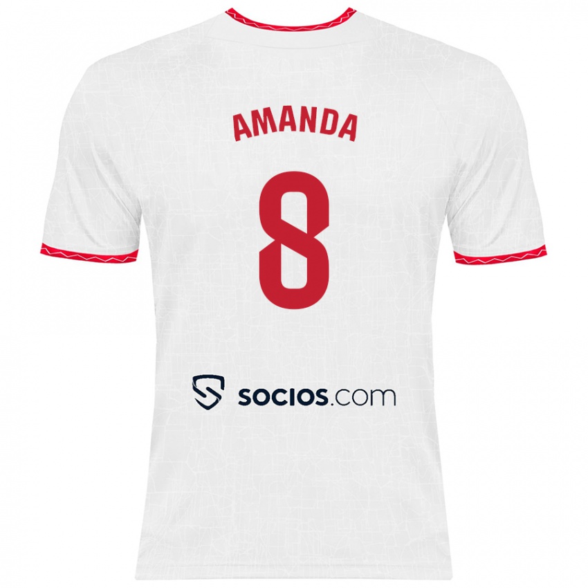 Mulher Camisola Amanda Sampedro Bustos #8 Vermelho Branco Principal 2024/25 Camisa Brasil