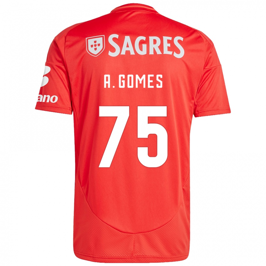 Mulher Camisola André Gomes #75 Vermelho Branco Principal 2024/25 Camisa Brasil