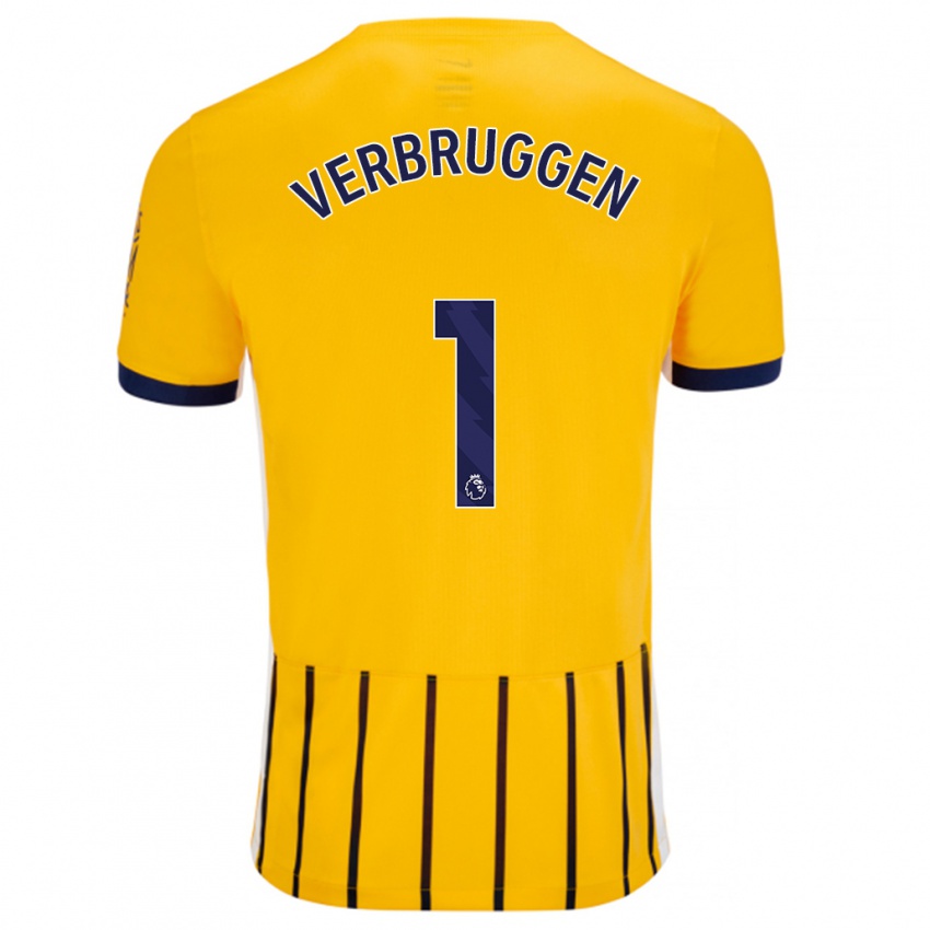 Mulher Camisola Bart Verbruggen #1 Azuis Dourados Alternativa 2024/25 Camisa Brasil