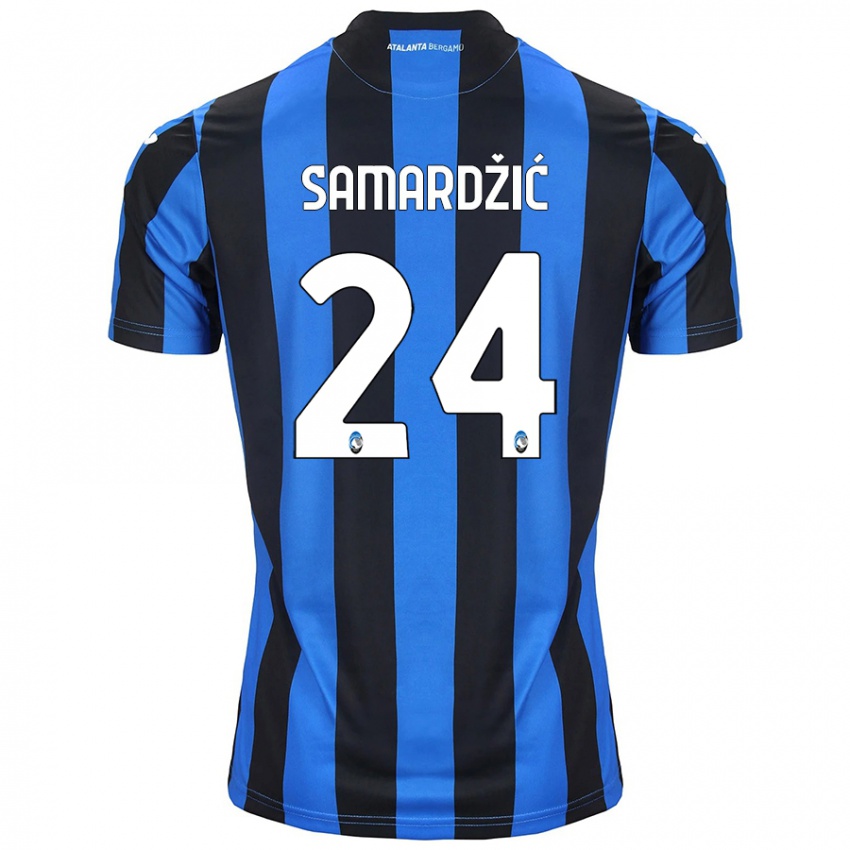 Criança Camisola Lazar Samardžić #24 Azul Preto Principal 2024/25 Camisa Brasil