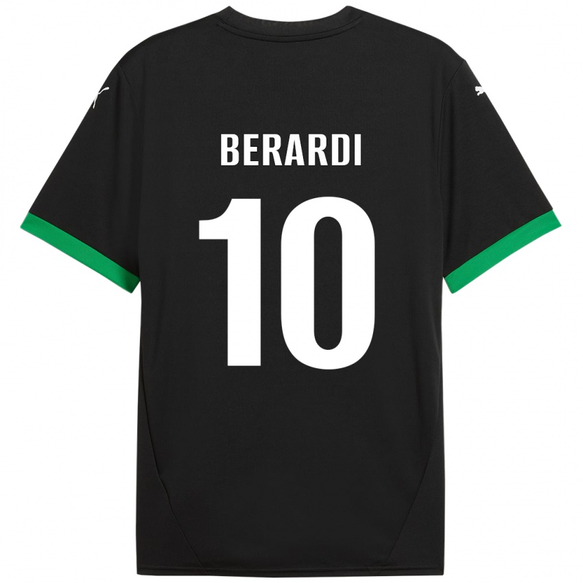 Criança Camisola Domenico Berardi #10 Preto Verde Escuro Principal 2024/25 Camisa Brasil