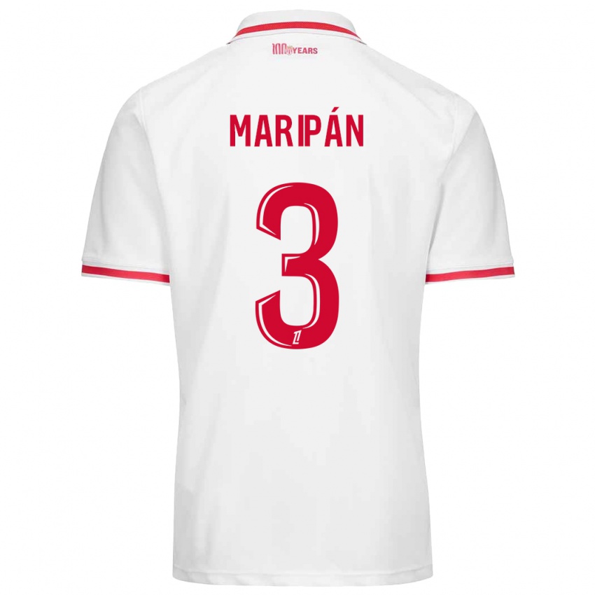 Criança Camisola Guillermo Maripán #3 Vermelho Branco Principal 2024/25 Camisa Brasil