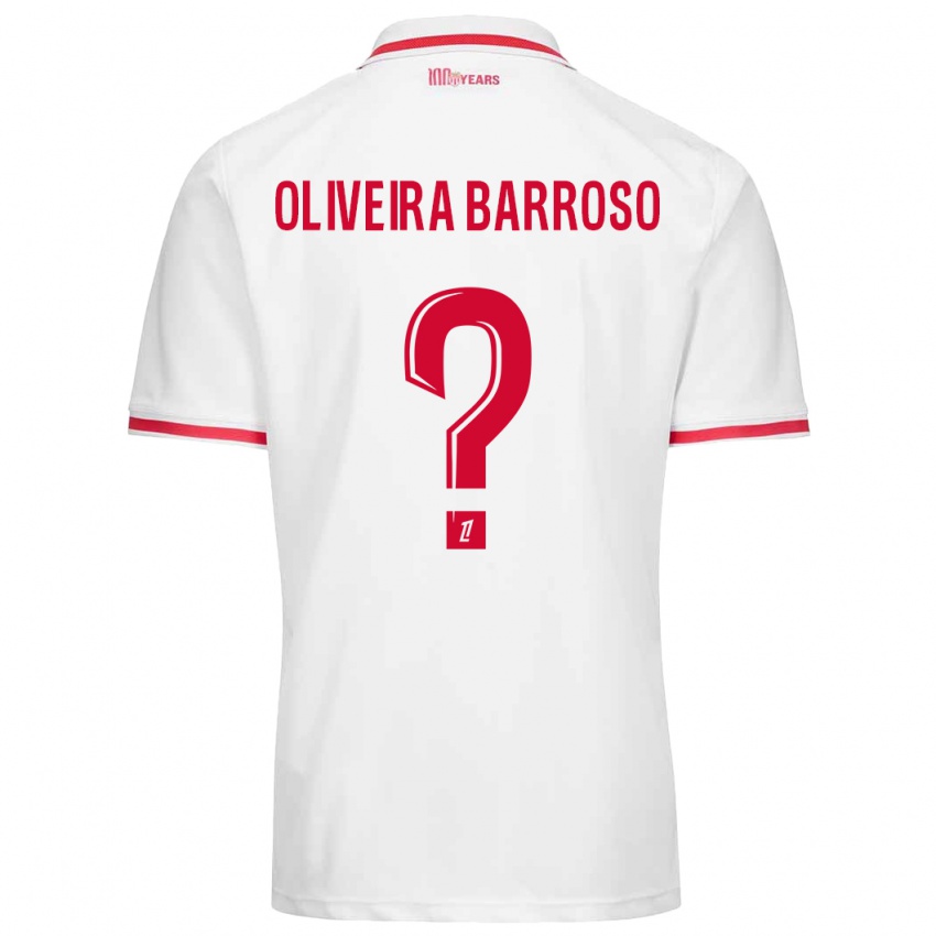 Criança Camisola Mickael Oliveira Barroso #0 Vermelho Branco Principal 2024/25 Camisa Brasil