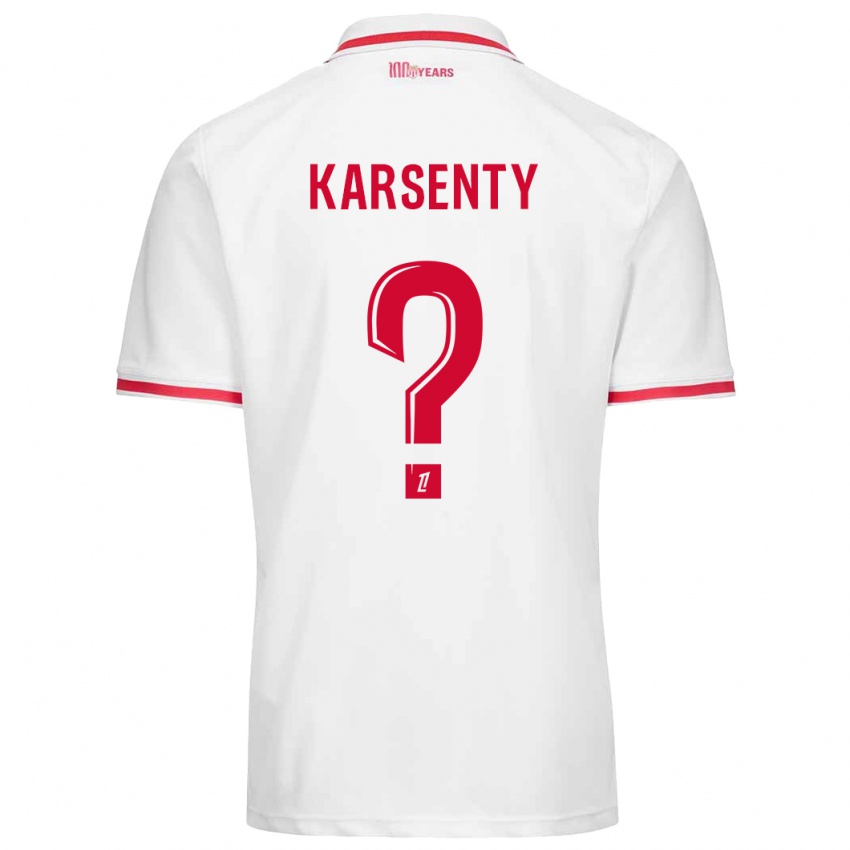 Criança Camisola Kylian Karsenty #0 Vermelho Branco Principal 2024/25 Camisa Brasil