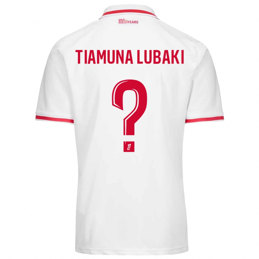 Criança Camisola Loïc Tiamuna Lubaki #0 Vermelho Branco Principal 2024/25 Camisa Brasil