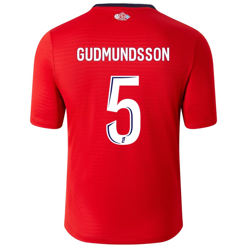 Criança Camisola Gabriel Gudmundsson #5 Branco Vermelho Principal 2024/25 Camisa Brasil