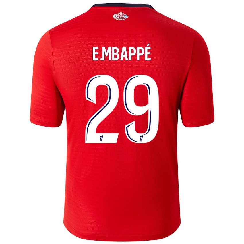 Criança Camisola Ethan Mbappe #29 Branco Vermelho Principal 2024/25 Camisa Brasil