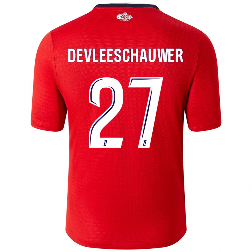 Criança Camisola Gwenaëlle Devleeschauwer #27 Branco Vermelho Principal 2024/25 Camisa Brasil