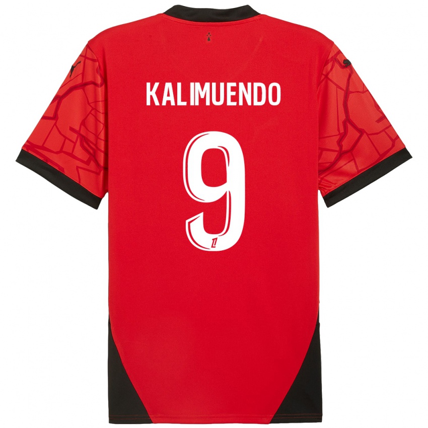 Criança Camisola Arnaud Kalimuendo #9 Vermelho Preto Principal 2024/25 Camisa Brasil