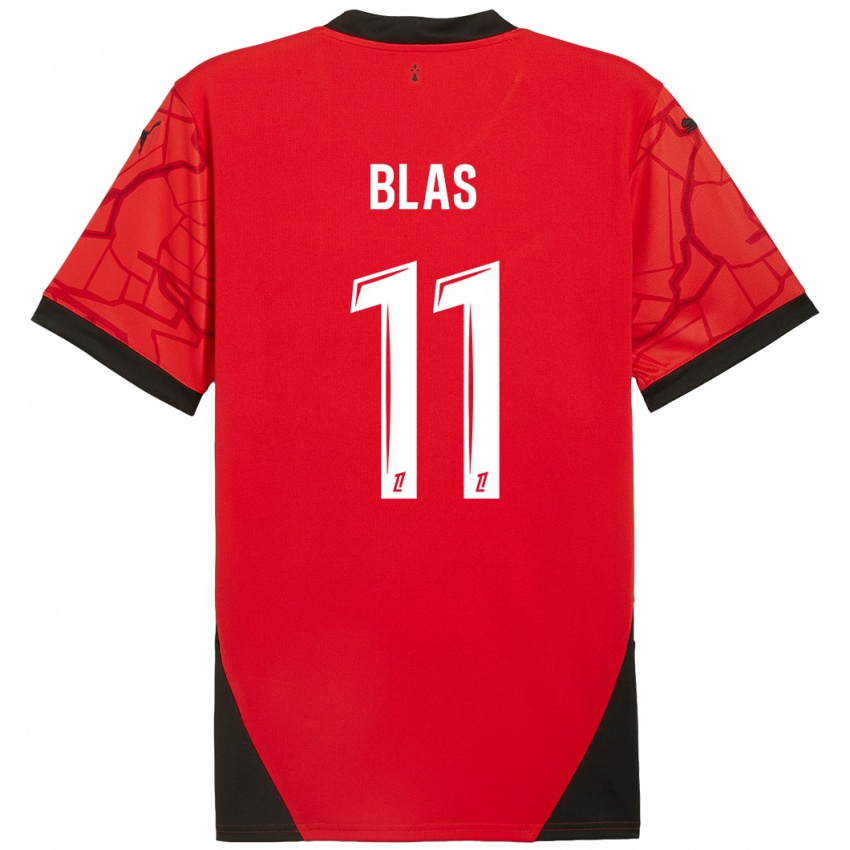 Criança Camisola Ludovic Blas #11 Vermelho Preto Principal 2024/25 Camisa Brasil