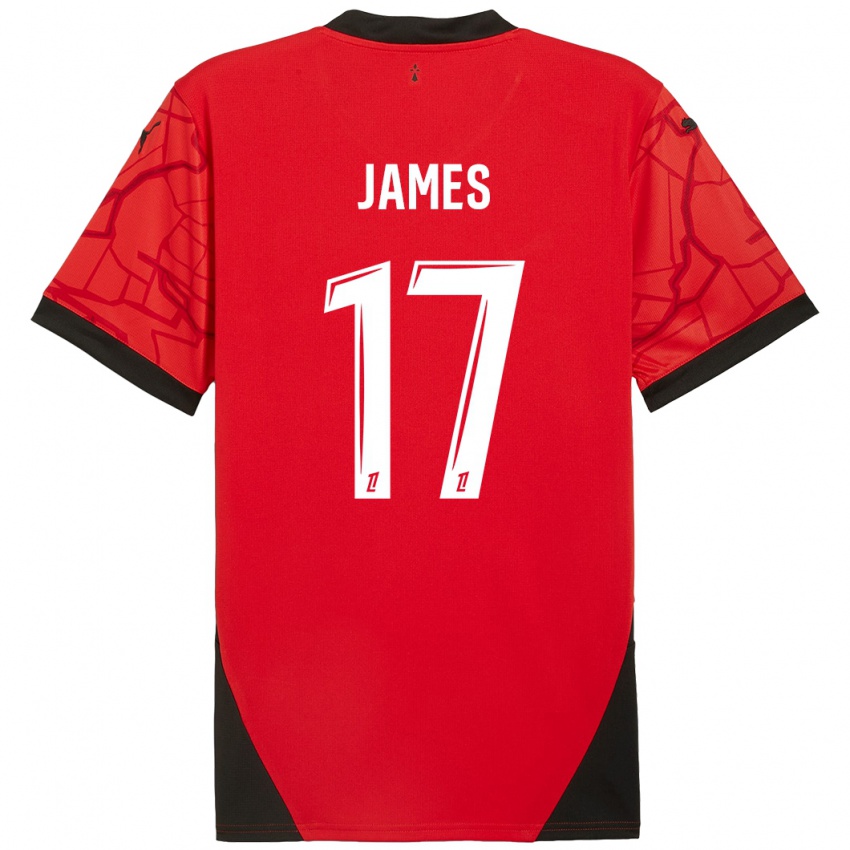 Criança Camisola Jordan James #17 Vermelho Preto Principal 2024/25 Camisa Brasil