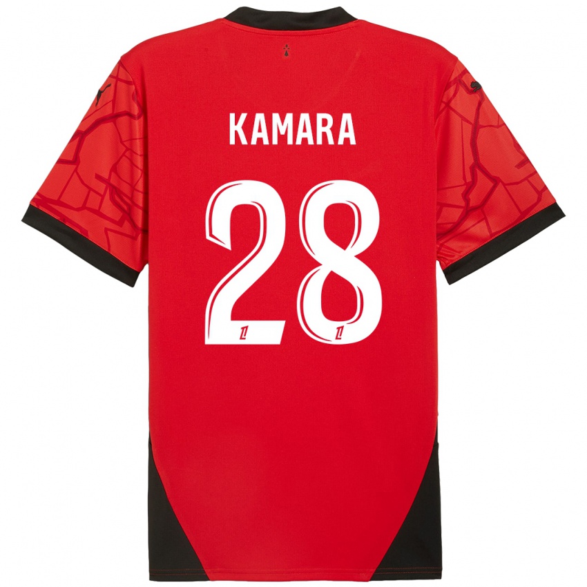 Criança Camisola Glen Kamara #28 Vermelho Preto Principal 2024/25 Camisa Brasil