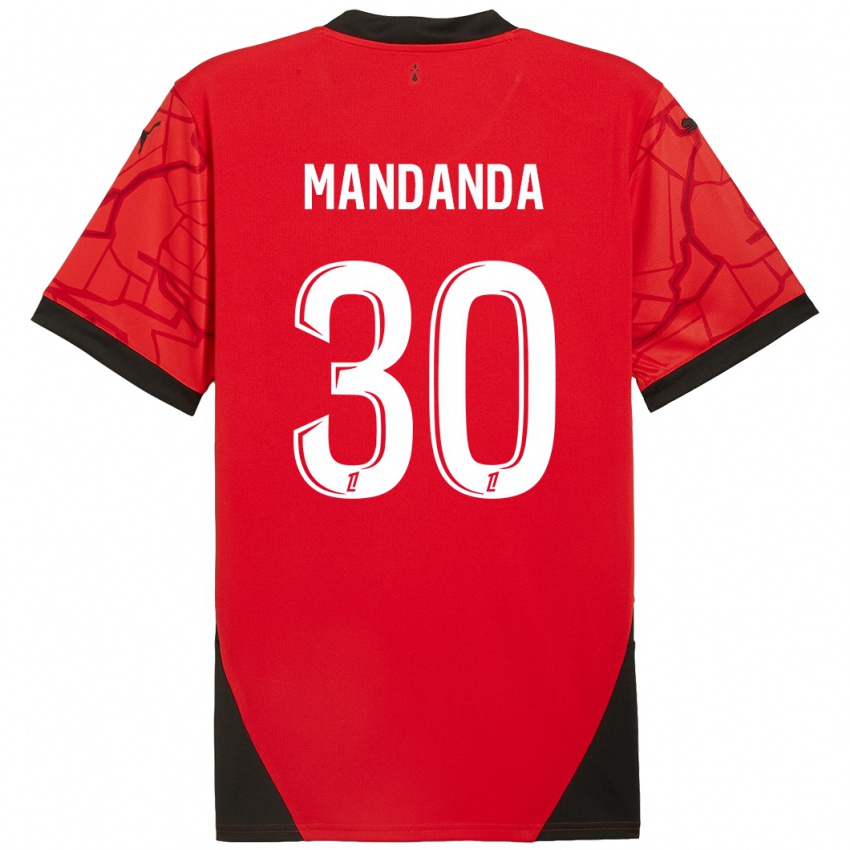 Criança Camisola Steve Mandanda #30 Vermelho Preto Principal 2024/25 Camisa Brasil