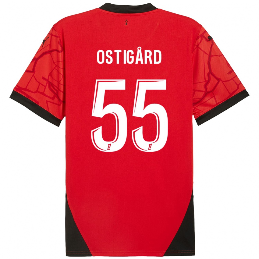 Criança Camisola Leo Ostigard #55 Vermelho Preto Principal 2024/25 Camisa Brasil