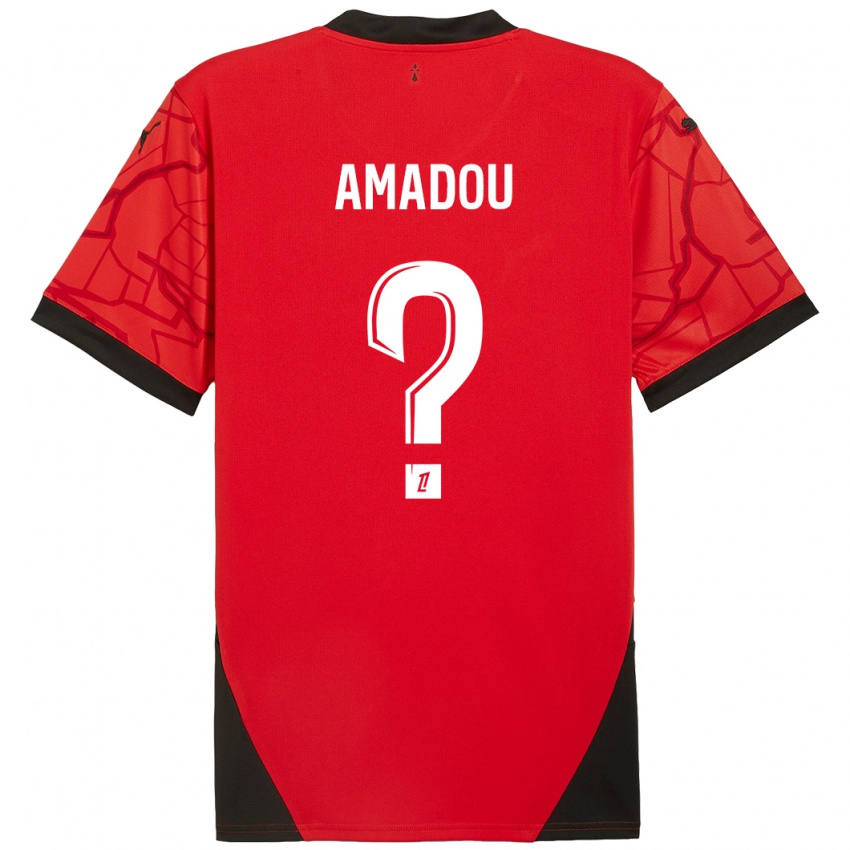 Criança Camisola Amadou Diallo #0 Vermelho Preto Principal 2024/25 Camisa Brasil