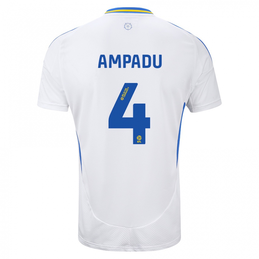 Criança Camisola Ethan Ampadu #4 Azul Branco Principal 2024/25 Camisa Brasil