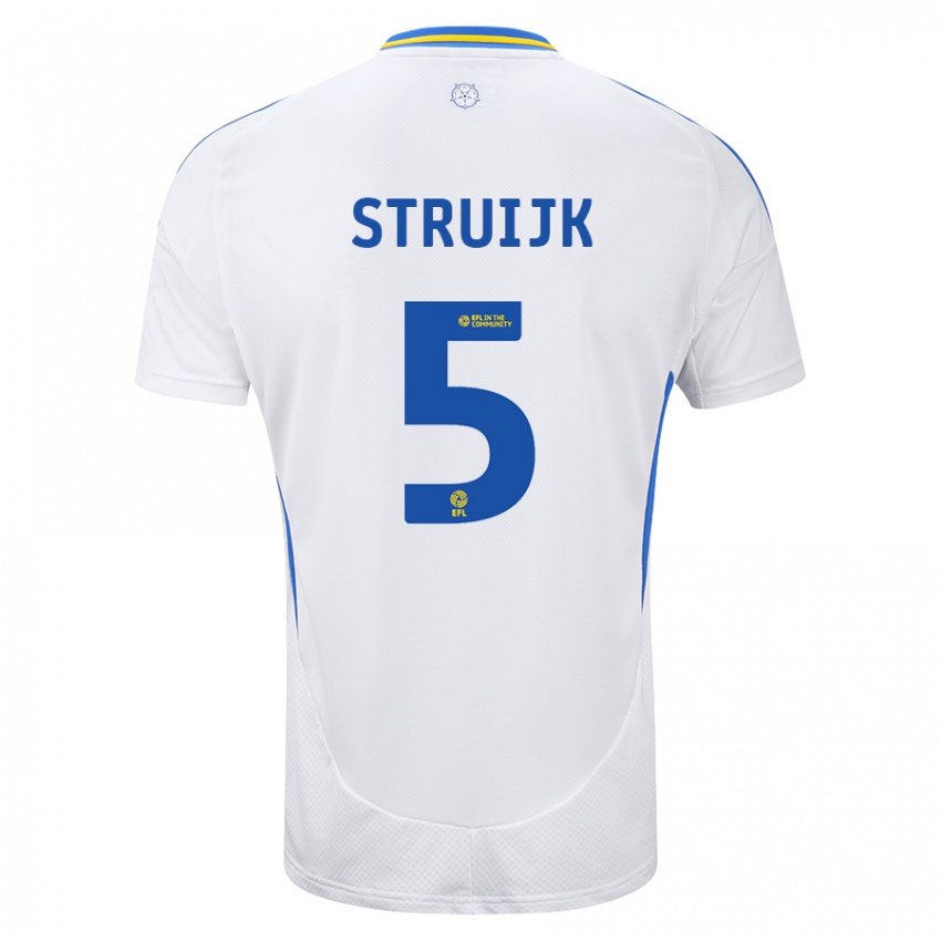 Criança Camisola Pascal Struijk #5 Azul Branco Principal 2024/25 Camisa Brasil