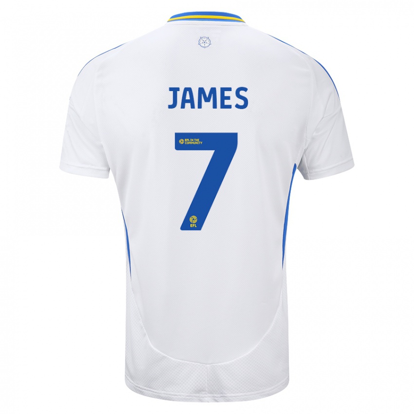 Criança Camisola Daniel James #7 Azul Branco Principal 2024/25 Camisa Brasil