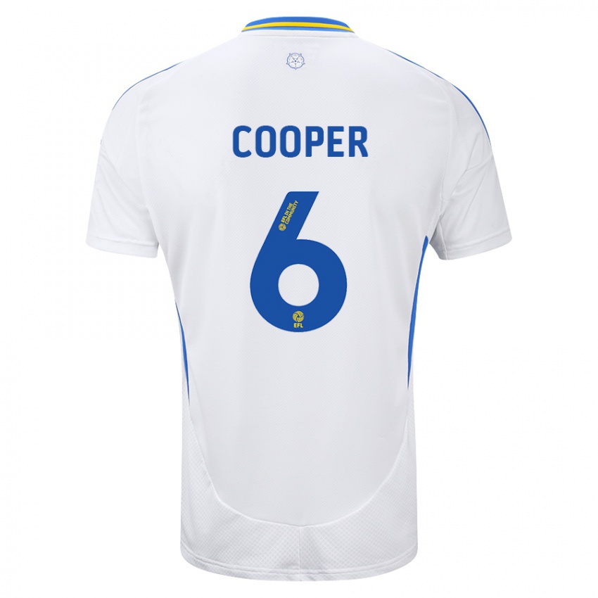 Criança Camisola Liam Cooper #6 Azul Branco Principal 2024/25 Camisa Brasil