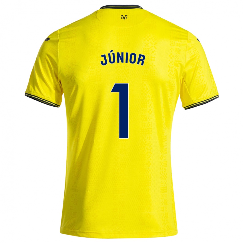 Criança Camisola Luiz Júnior #1 Preto Amarelo Principal 2024/25 Camisa Brasil