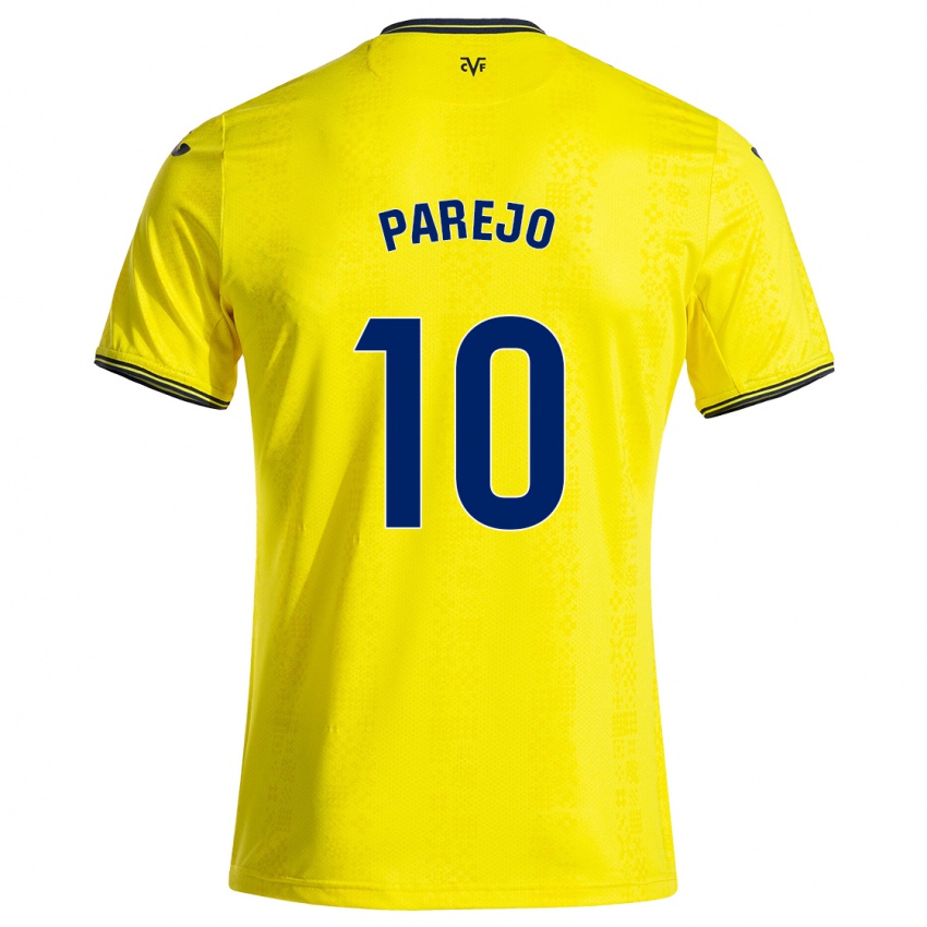 Criança Camisola Dani Parejo #10 Preto Amarelo Principal 2024/25 Camisa Brasil