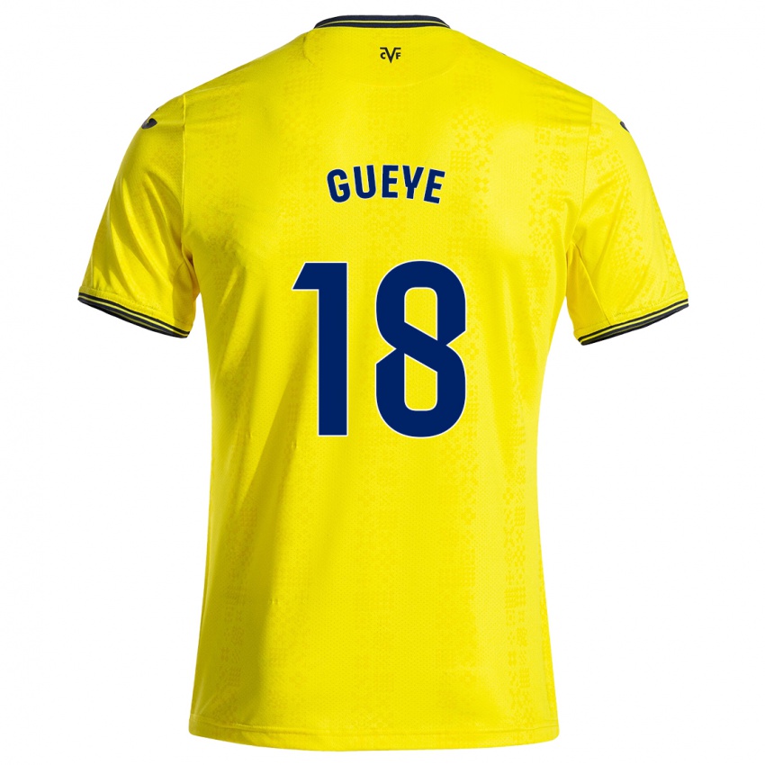 Criança Camisola Pape Gueye #18 Preto Amarelo Principal 2024/25 Camisa Brasil