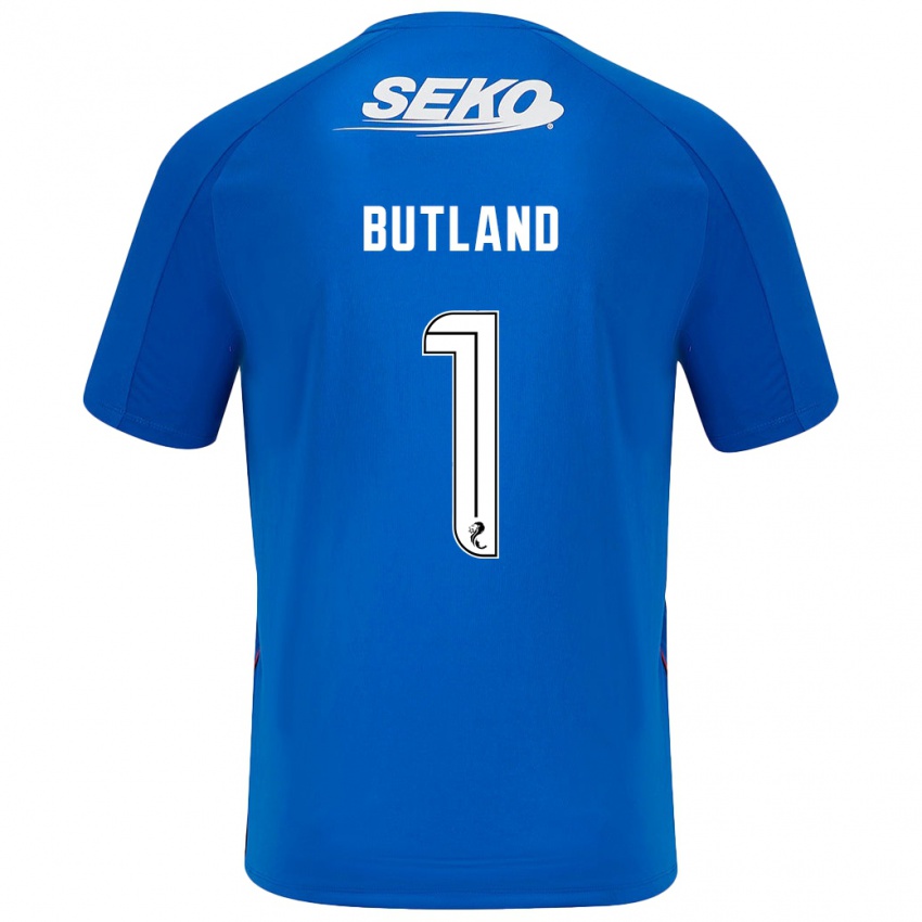 Criança Camisola Jack Butland #1 Azul Escuro Principal 2024/25 Camisa Brasil