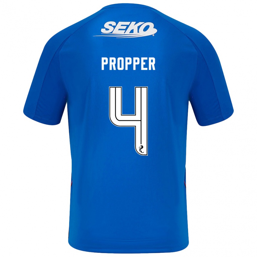 Criança Camisola Robin Pröpper #4 Azul Escuro Principal 2024/25 Camisa Brasil