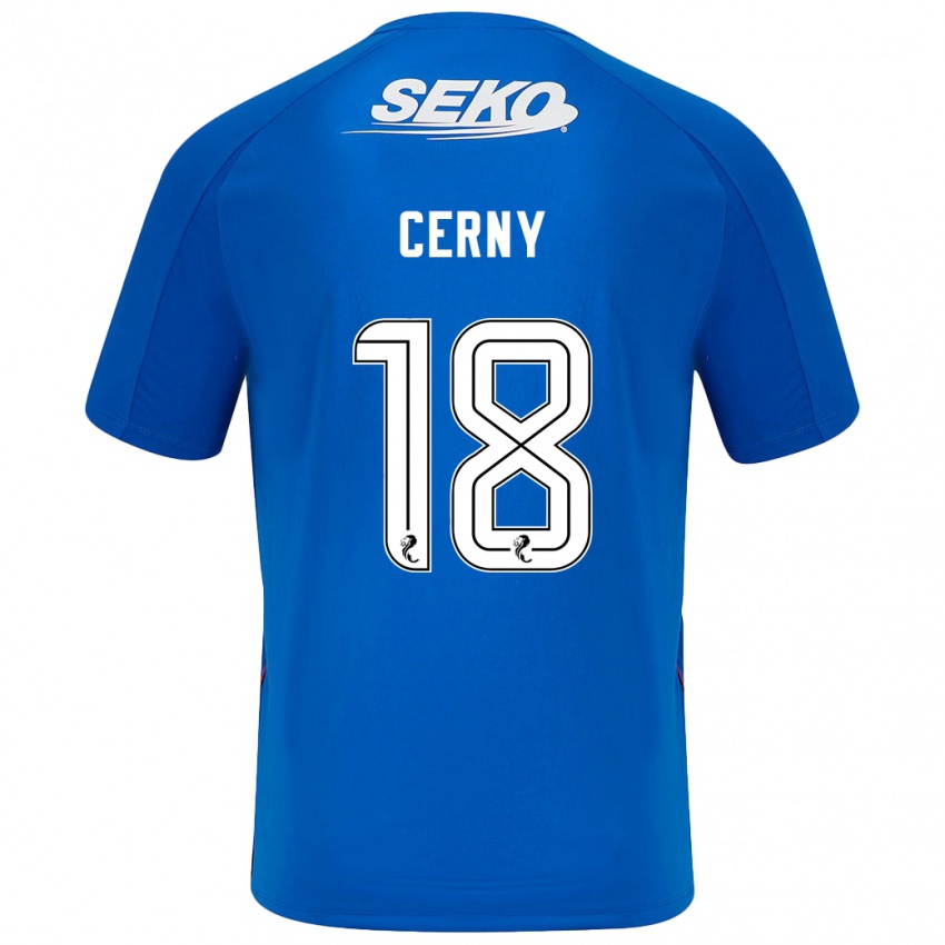 Criança Camisola Vaclav Cerny #18 Azul Escuro Principal 2024/25 Camisa Brasil