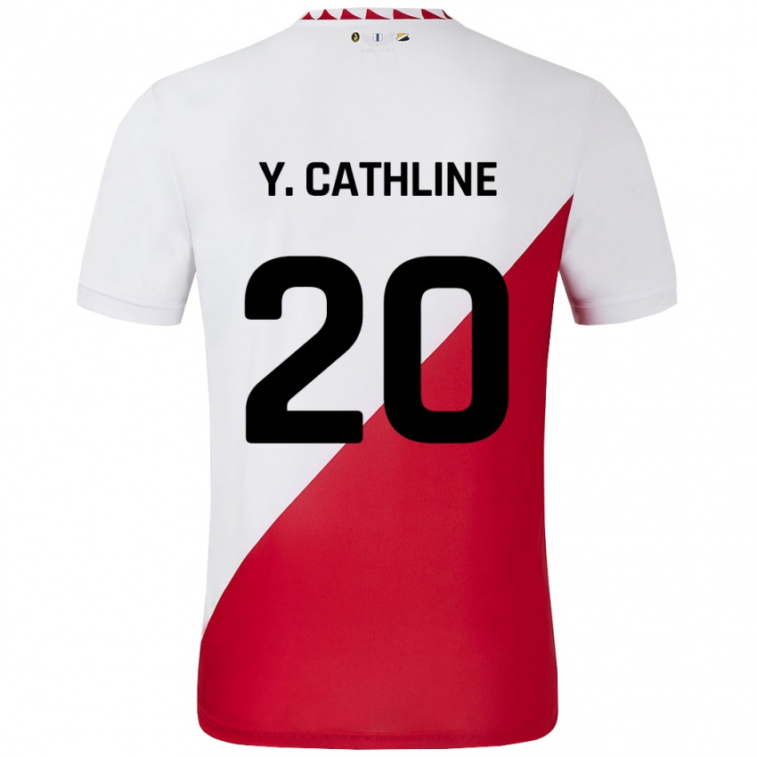 Criança Camisola Yoann Cathline #20 Vermelho Branco Principal 2024/25 Camisa Brasil