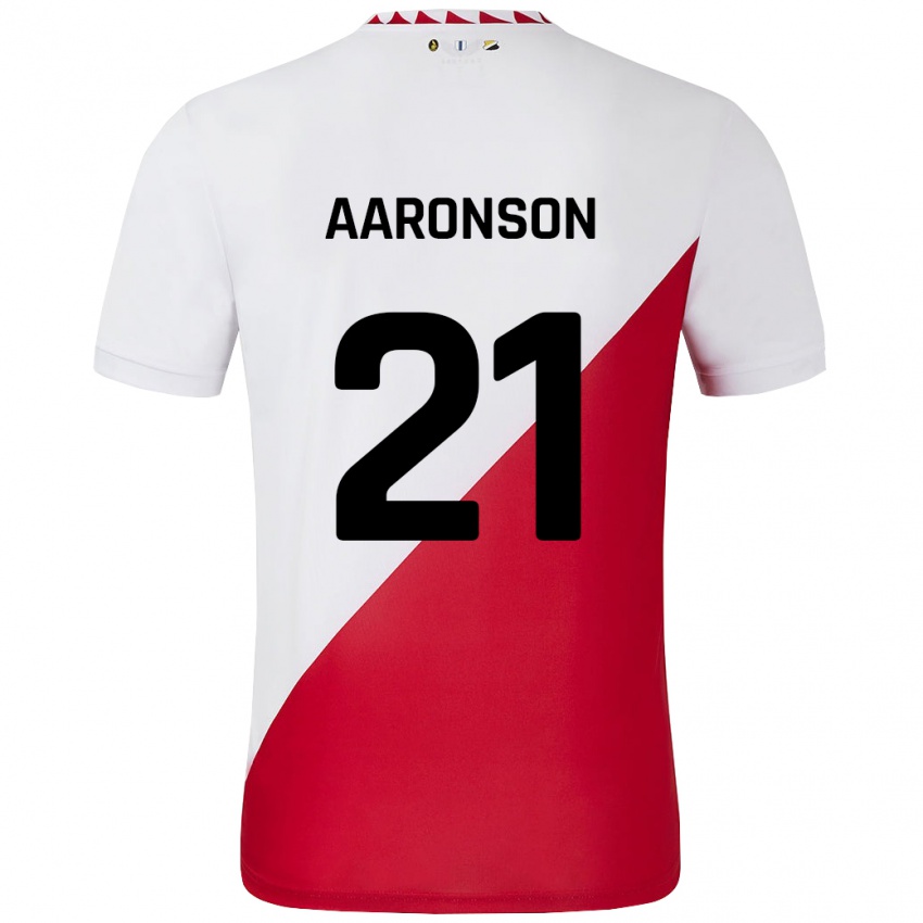 Criança Camisola Paxten Aaronson #21 Vermelho Branco Principal 2024/25 Camisa Brasil