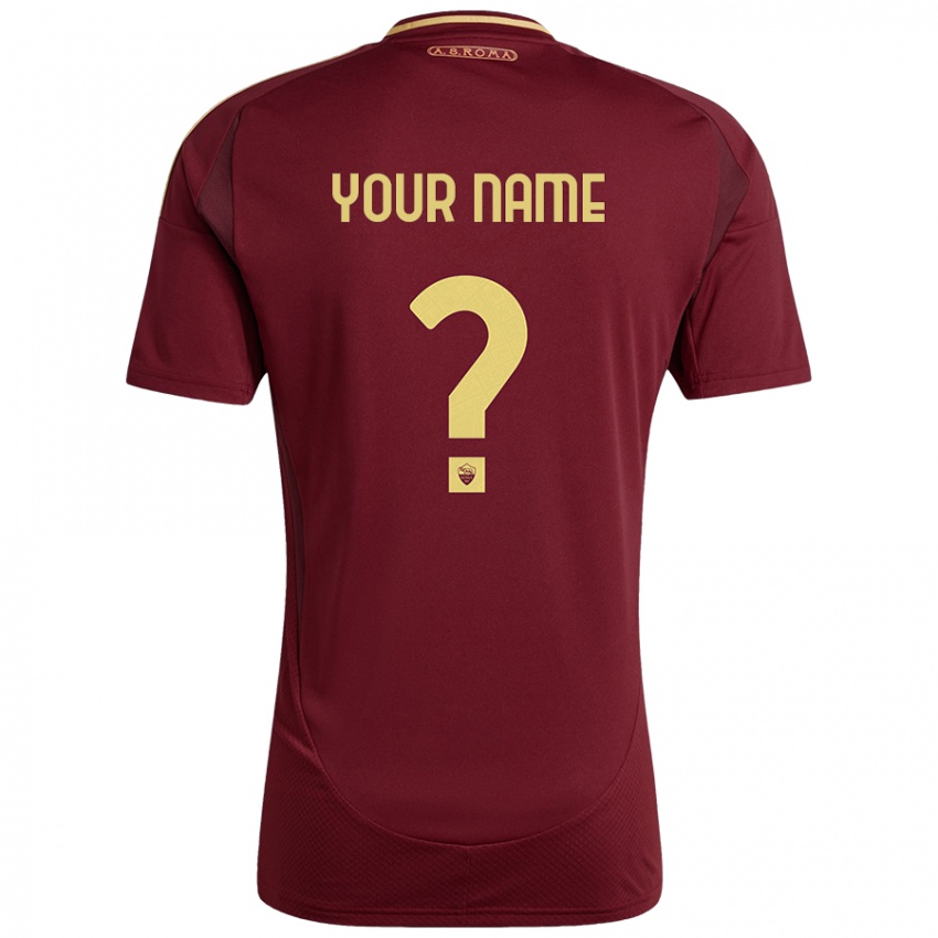 Criança Camisola Seu Nome #0 Ouro Castanho Vermelho Principal 2024/25 Camisa Brasil