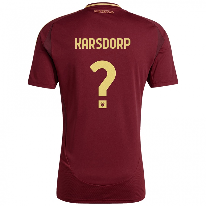 Criança Camisola Rick Karsdorp #0 Ouro Castanho Vermelho Principal 2024/25 Camisa Brasil