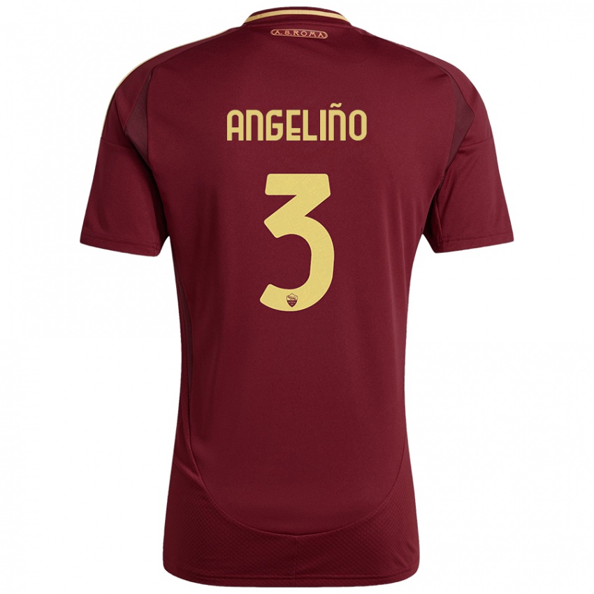 Criança Camisola Angelino #3 Ouro Castanho Vermelho Principal 2024/25 Camisa Brasil