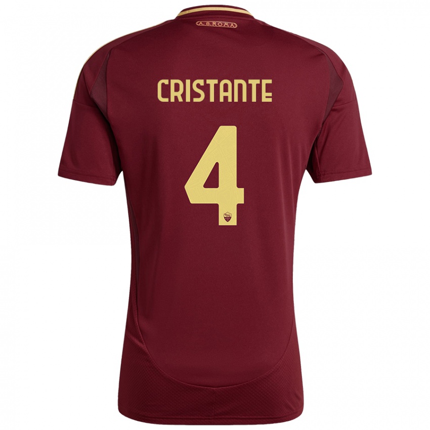 Criança Camisola Bryan Cristante #4 Ouro Castanho Vermelho Principal 2024/25 Camisa Brasil