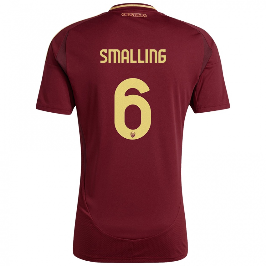 Criança Camisola Chris Smalling #6 Ouro Castanho Vermelho Principal 2024/25 Camisa Brasil