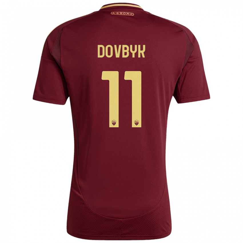 Criança Camisola Artem Dovbyk #11 Ouro Castanho Vermelho Principal 2024/25 Camisa Brasil