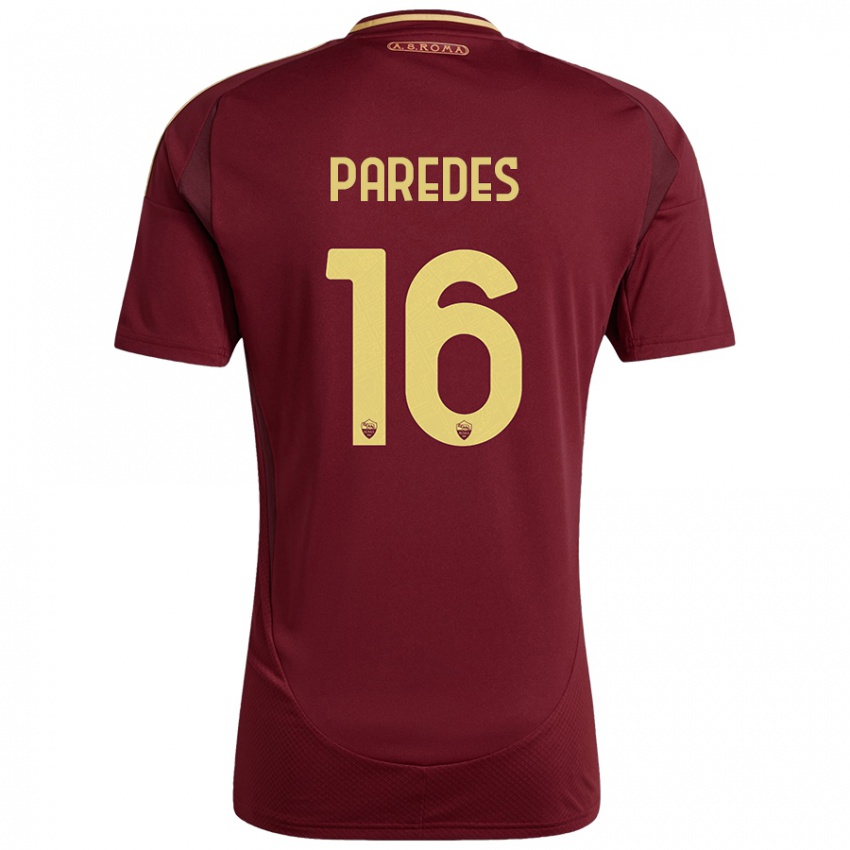 Criança Camisola Leandro Paredes #16 Ouro Castanho Vermelho Principal 2024/25 Camisa Brasil