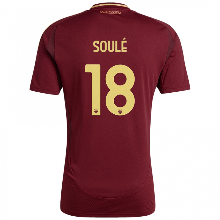 Criança Camisola Matías Soulé #18 Ouro Castanho Vermelho Principal 2024/25 Camisa Brasil