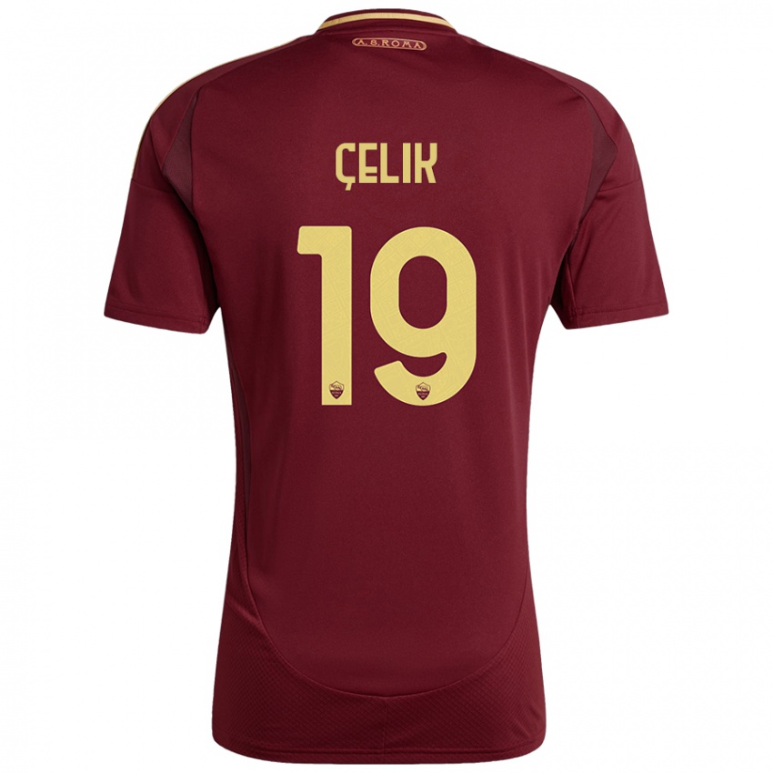 Criança Camisola Zeki Celik #19 Ouro Castanho Vermelho Principal 2024/25 Camisa Brasil