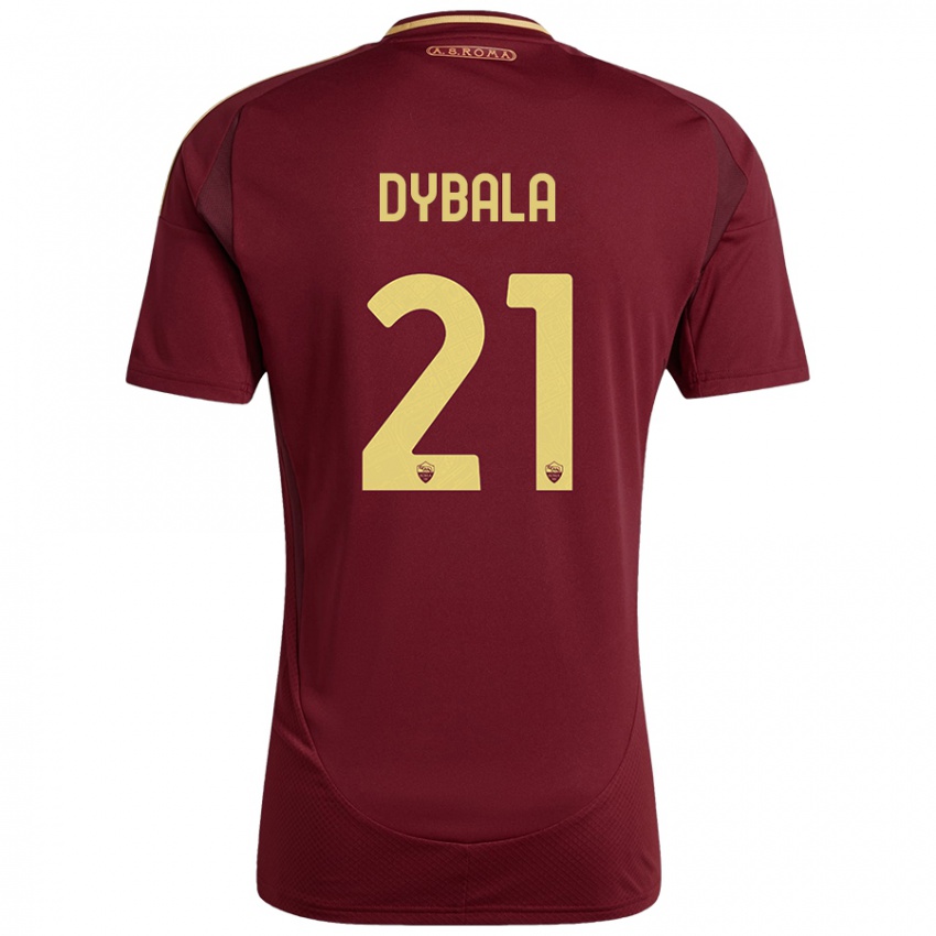 Criança Camisola Paulo Dybala #21 Ouro Castanho Vermelho Principal 2024/25 Camisa Brasil