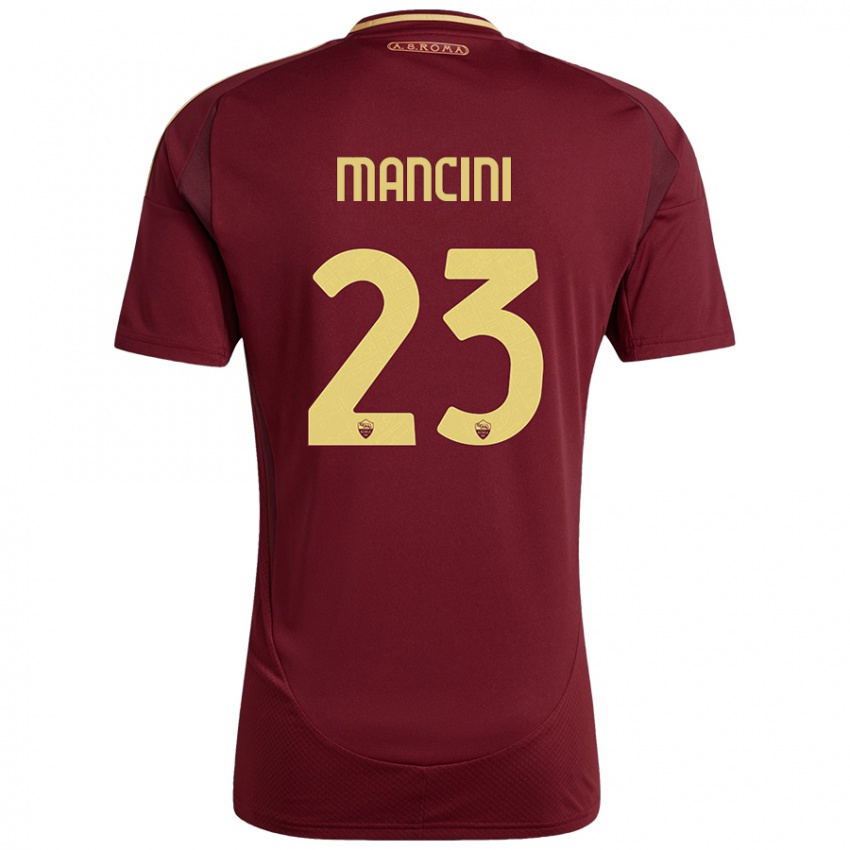 Criança Camisola Gianluca Mancini #23 Ouro Castanho Vermelho Principal 2024/25 Camisa Brasil