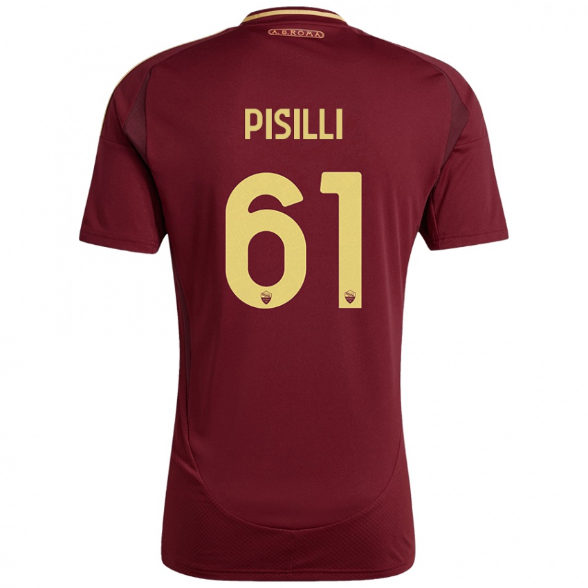 Criança Camisola Niccolo Pisilli #61 Ouro Castanho Vermelho Principal 2024/25 Camisa Brasil