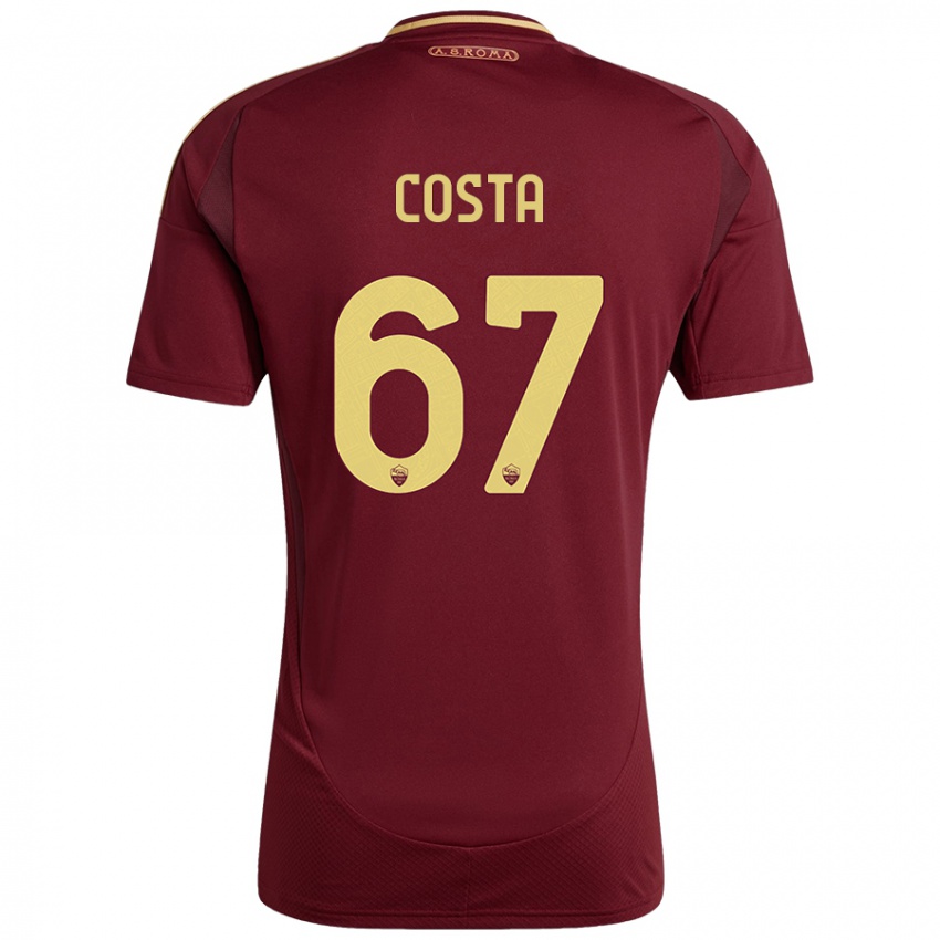 Criança Camisola João Costa #67 Ouro Castanho Vermelho Principal 2024/25 Camisa Brasil