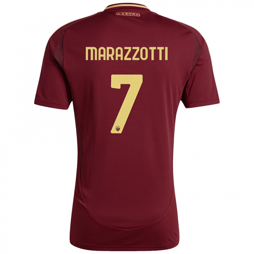 Criança Camisola Fabrizio Marazzotti #7 Ouro Castanho Vermelho Principal 2024/25 Camisa Brasil