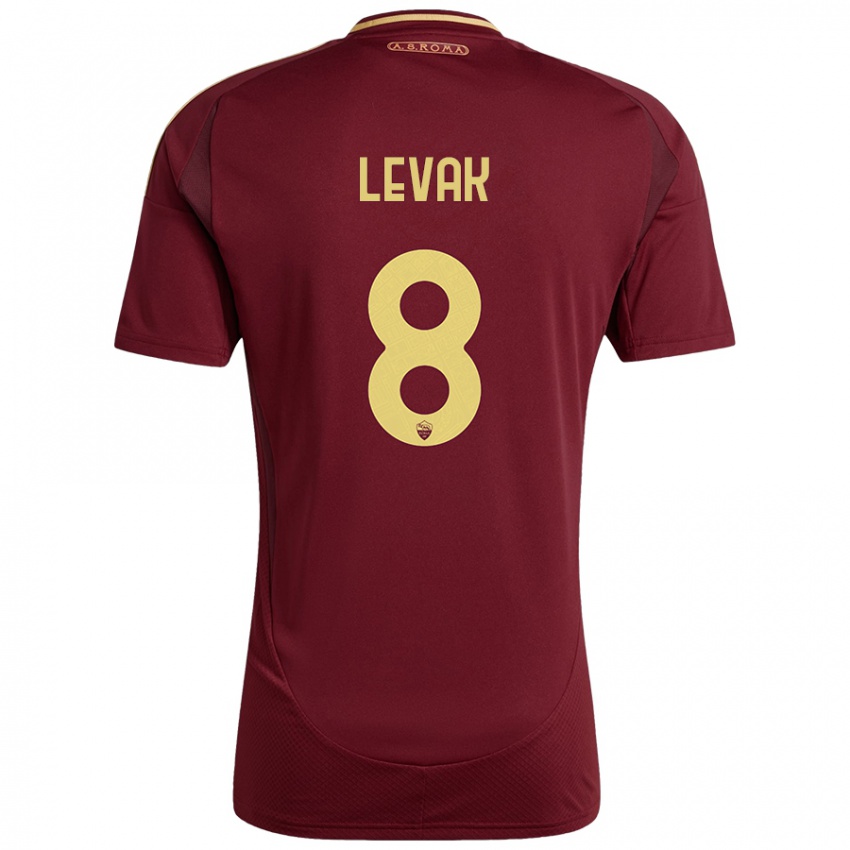 Criança Camisola Sergej Levak #8 Ouro Castanho Vermelho Principal 2024/25 Camisa Brasil