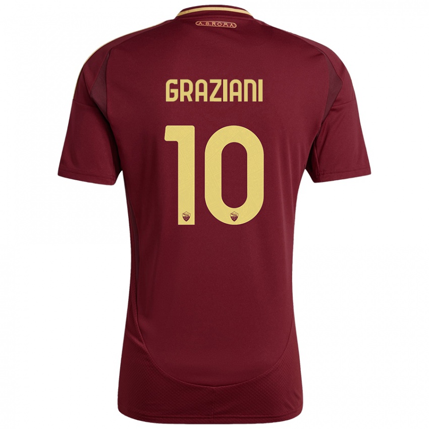 Criança Camisola Leonardo Graziani #10 Ouro Castanho Vermelho Principal 2024/25 Camisa Brasil