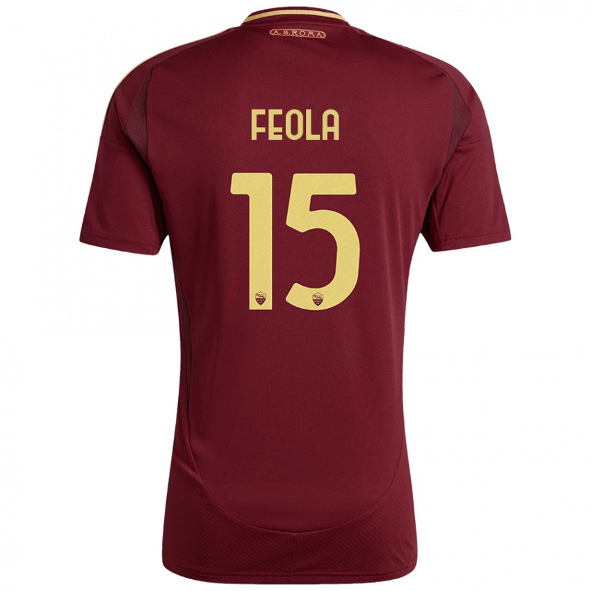 Criança Camisola William Feola #15 Ouro Castanho Vermelho Principal 2024/25 Camisa Brasil