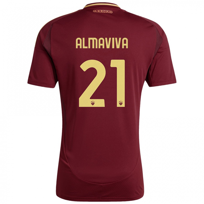 Criança Camisola Mattia Almaviva #21 Ouro Castanho Vermelho Principal 2024/25 Camisa Brasil